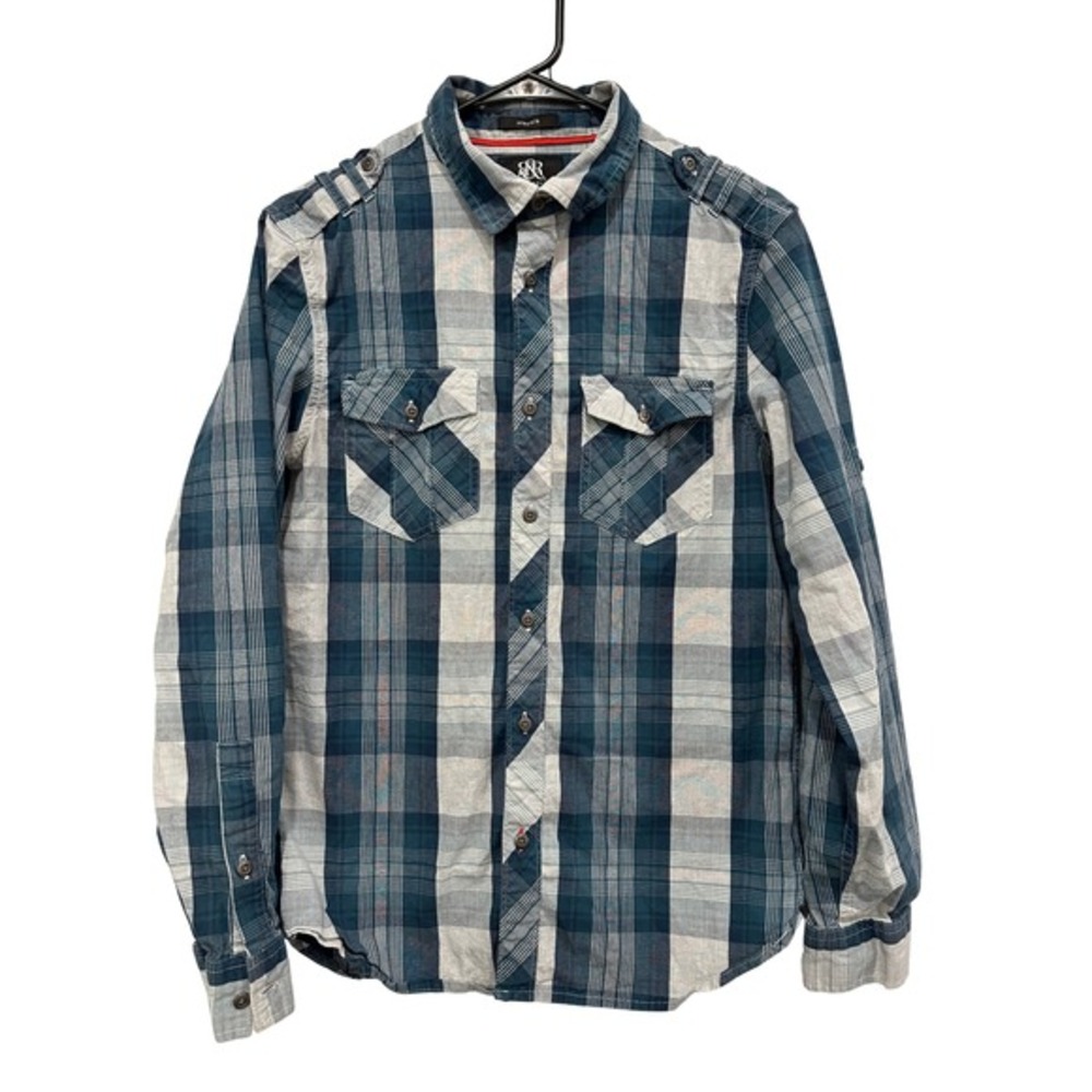 Rock Republic Men's Plaid Long Sleeve Stretch Button Down‎ Shirt Size S